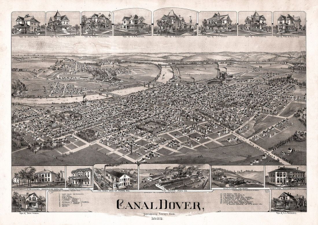 Old Map of Canal Dover Ohio 1899 Tuscarawas County Canvas Art -  (24 x 36)
