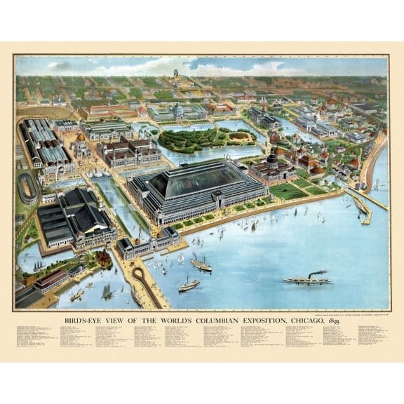 Old Map of Chicago Illinois 1893 Cook County County Canvas Art - (36 x 54)