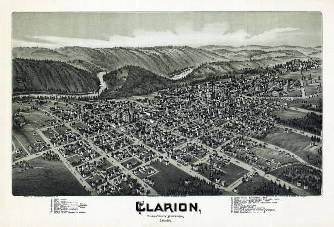 Old Map of Clarion Pennsylvania 1896 Clarion County Canvas Art - (24 x 36)