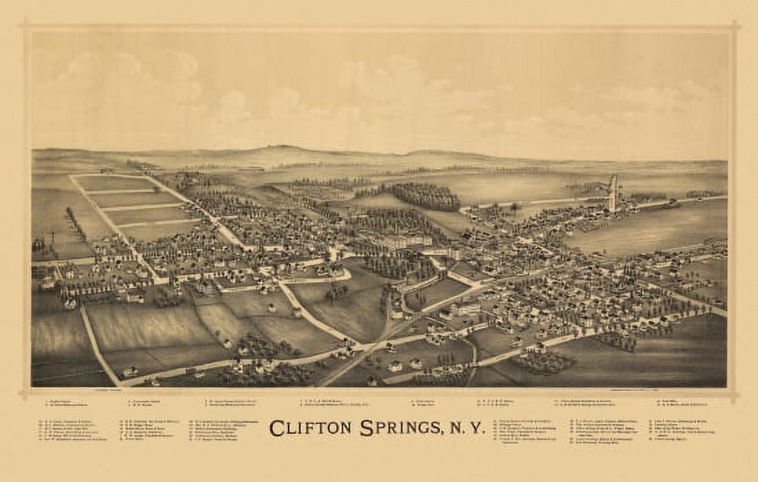 Old Map of Clifton Springs New York 1892 Ontario County Canvas Art - (36 x 54)