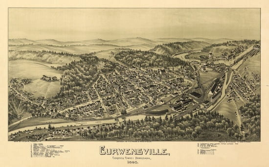 Old Map of Curwensville Pennsylvania 1895 Clearfield County Canvas Art - (36 x 54)