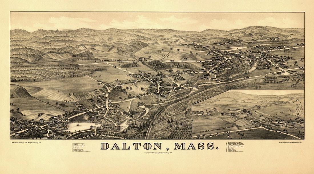 Old Map of Dalton Massachusetts 1884 Berkshire County Canvas Art -  (24 x 36)