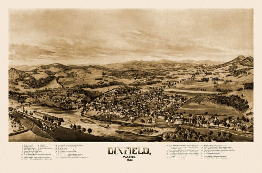 Old Map of Dixfield Maine 1896 Oxford County Canvas Art - (18 x 24)