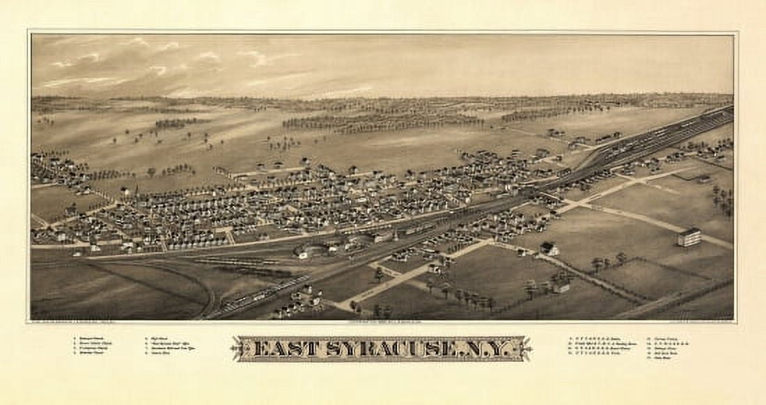 Old Map of East Syracuse New York 1885 Onondaga County Canvas Art - (18 x 24)