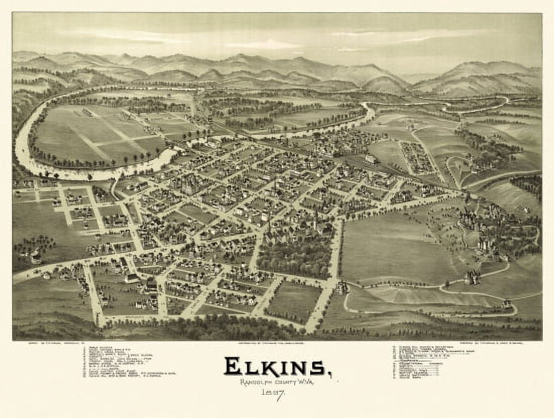 Old Map of Elkins West Virginia 1897 Randolph County Canvas Art -  (24 x 36)