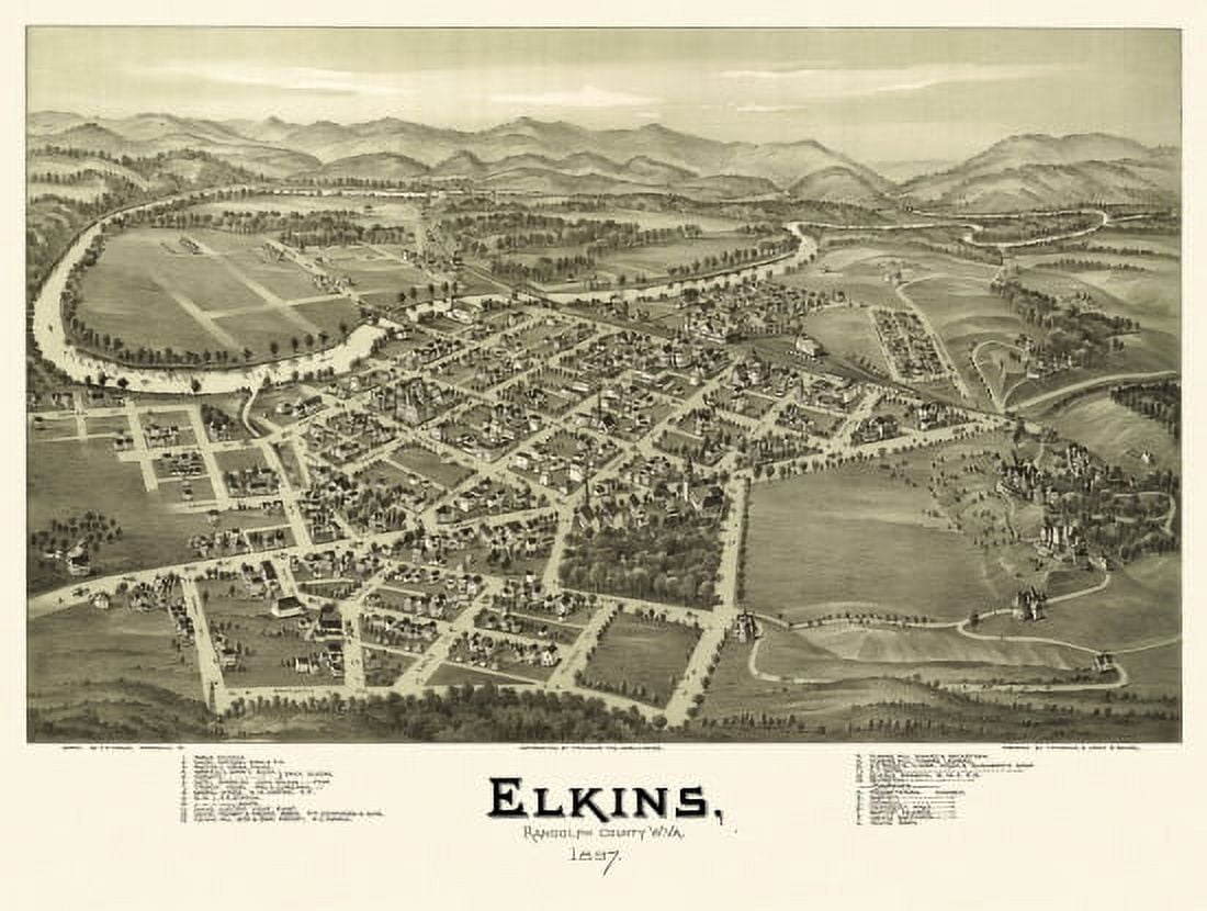 Old Map of Elkins West Virginia 1897 Randolph County Canvas Art - (36 x 54)