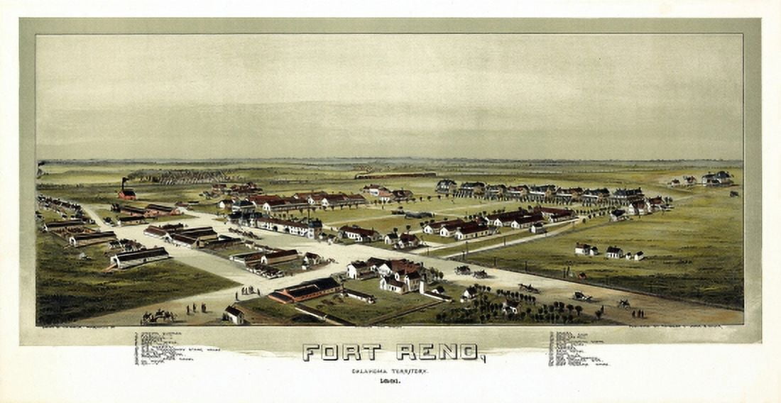 Old Map of Fort Reno Oklahoma 1891 County Canvas Art - (36 x 54)