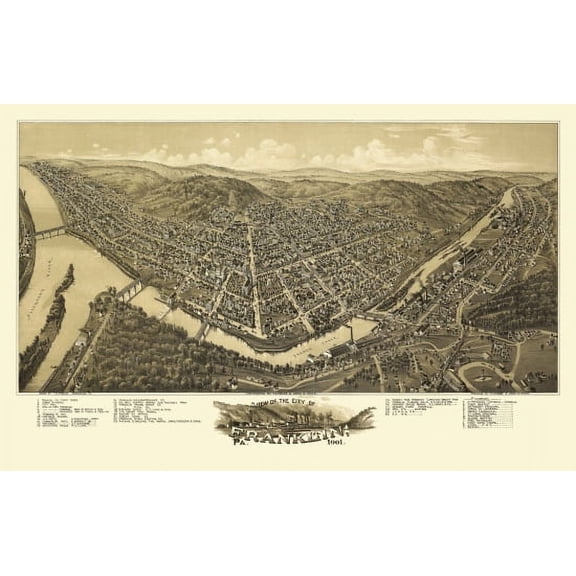 Old Map of Franklin Pennsylvania 1901 Cambria County Canvas Art - (24 x 36)