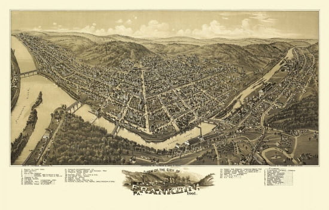 Old Map of Franklin Pennsylvania 1901 Cambria County Canvas Art - (36 x 54)