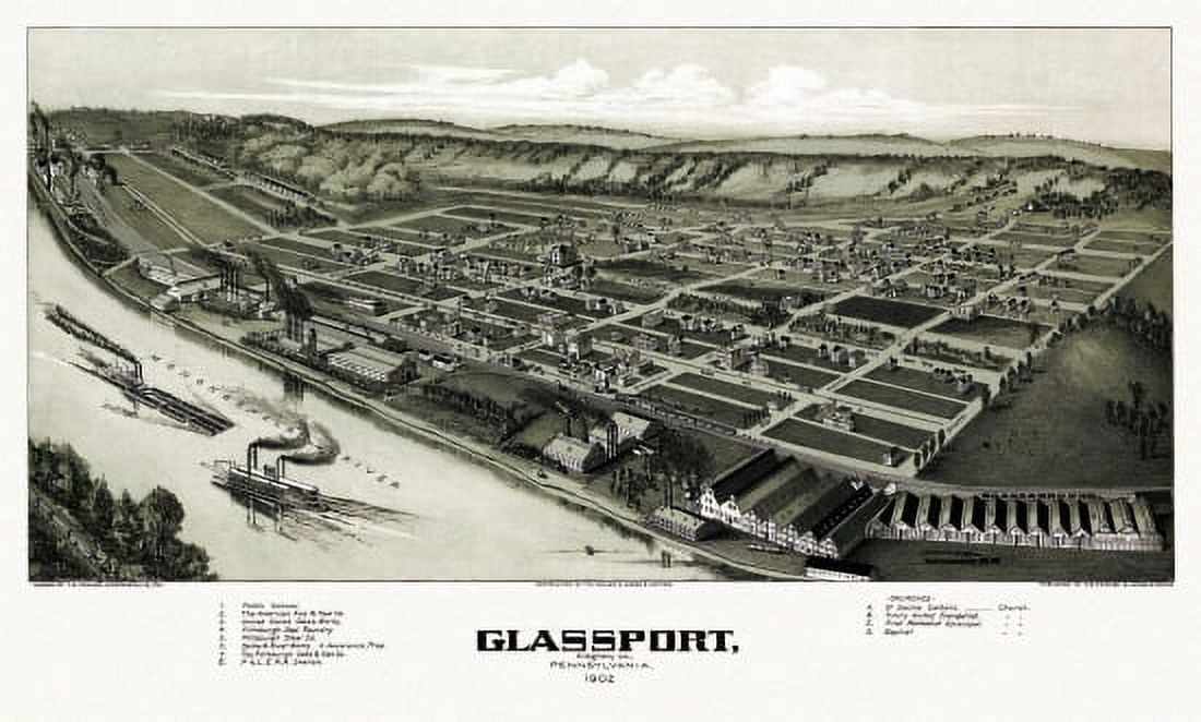 Old Map of Glassport Pennsylvania 1902 Allegheny County Canvas Art - (36 x 54)