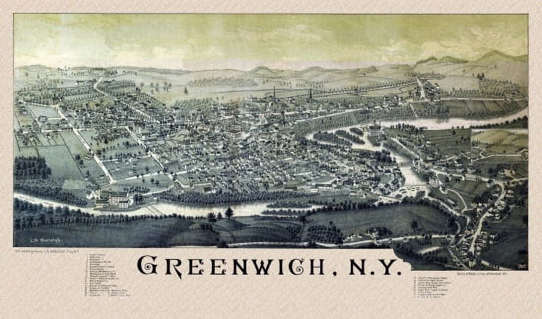 Old Map of Greenwich New York 1885 Washington County Canvas Art - (18 x 24)
