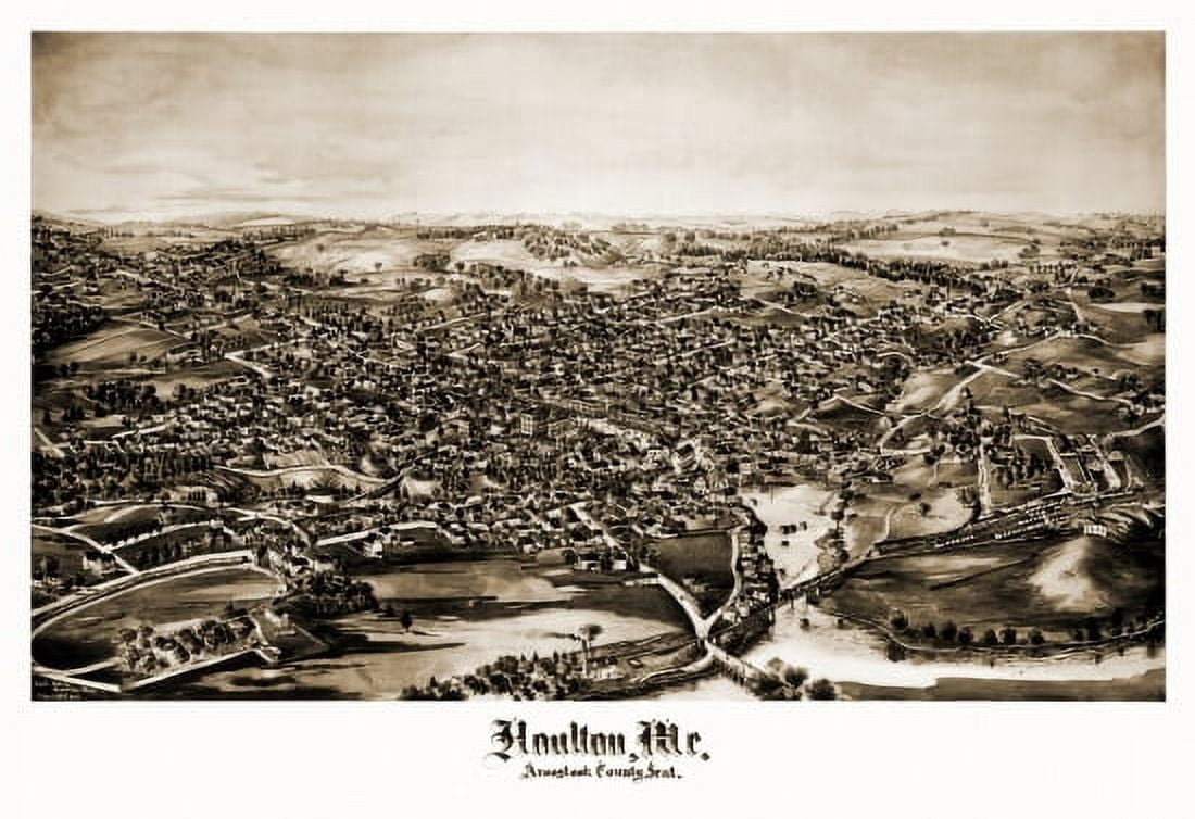 Old Map of Houlton Maine 1894 Aroostook County Canvas Art - (36 x 54)