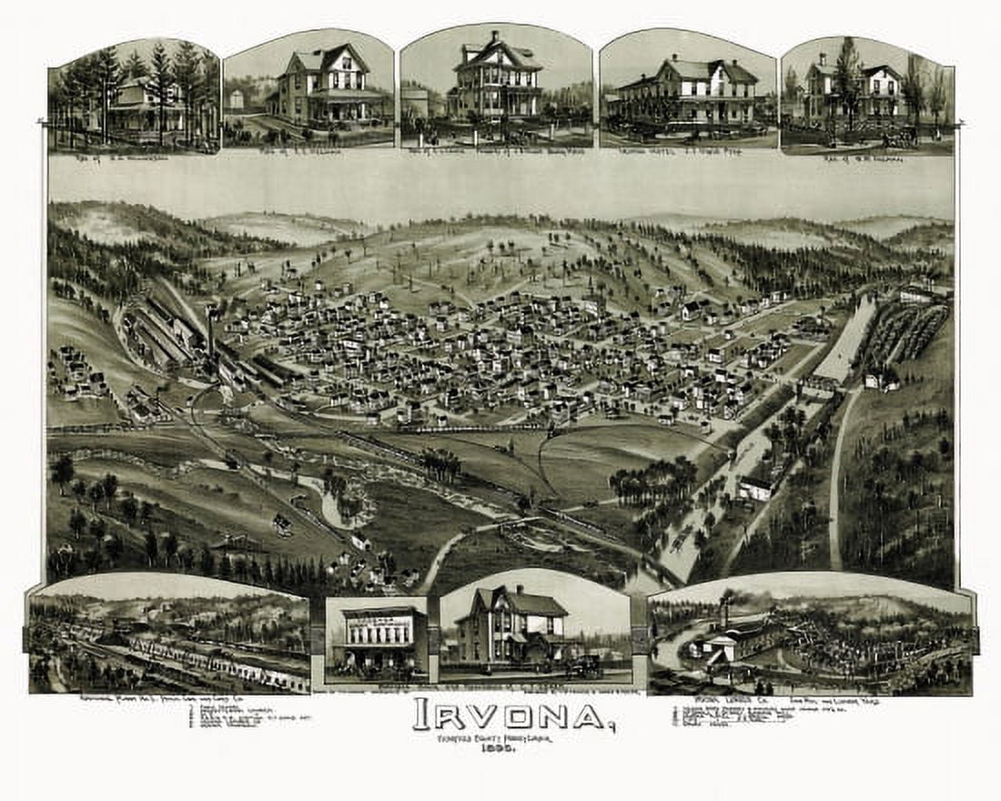 Old Map of Irvona Pennsylvania 1895 Clearfield County Canvas Art - (36 x 54)