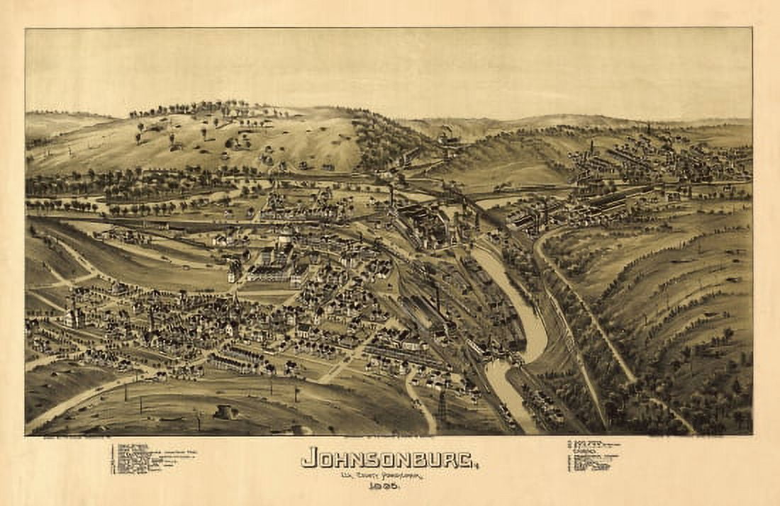 Old Map of Johnsonburg Pennsylvania 1895 Elk County Canvas Art - (36 x 54)