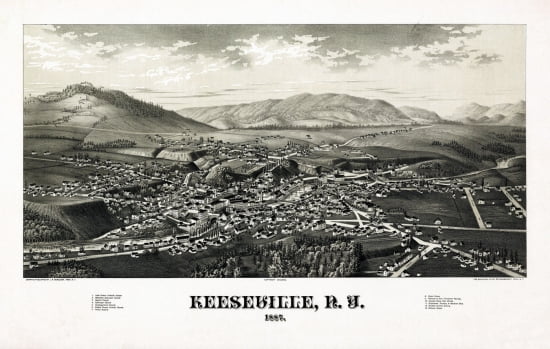 Old Map of Keeseville New York 1887 Clinton County Canvas Art - (18 x 24)