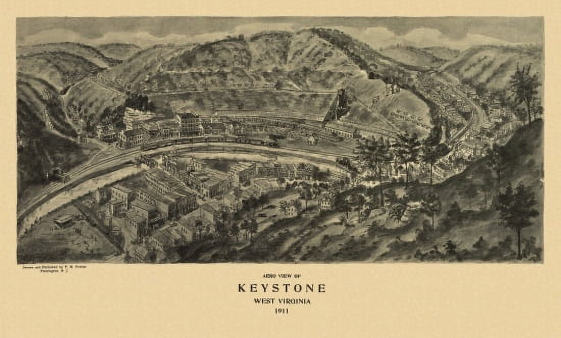 Old Map of Keystone West Virginia 1911 McDowell County Canvas Art - (24 x 36)