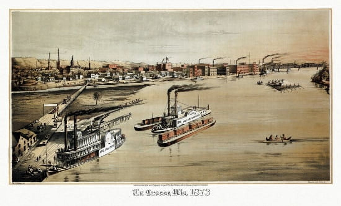 Old Map of La Crosse Wisconsin 1873 La Crosse County Canvas Art - (36 x 54)