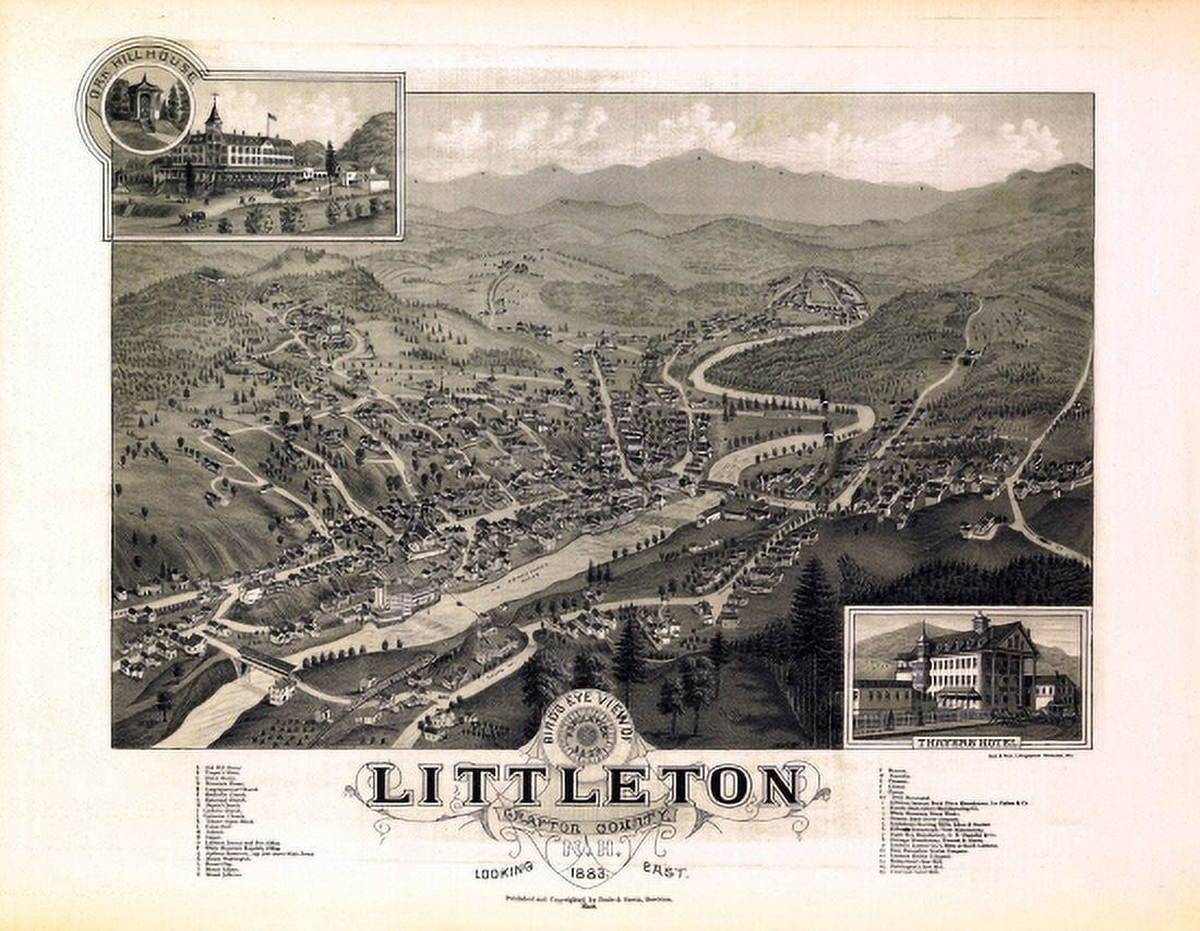 Old Map of Littleton New Hampshire 1883 Grafton County Canvas Art - (36 x 54)