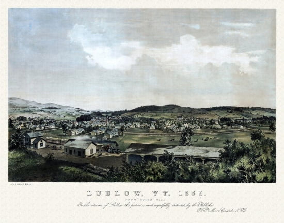 Old Map of Ludlow Vermont 1859 Windsor County Canvas Art - (24 x 36)
