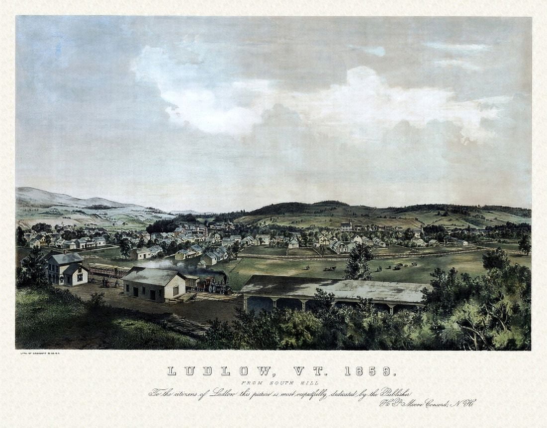 Old Map of Ludlow Vermont 1859 Windsor County Canvas Art - (36 x 54)