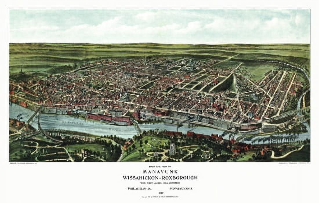 Old Map of Manayunk Pennsylvania 1907 Philadelphia County Canvas Art - (18 x 24)