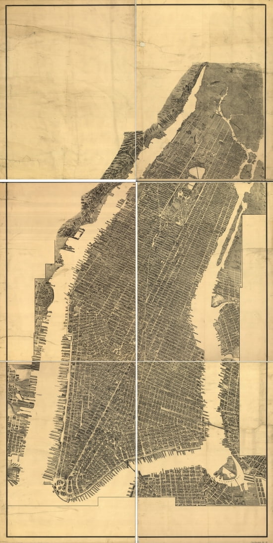Old Map of Manhattan New York 1902 New York County Canvas Art - (24 x 36)