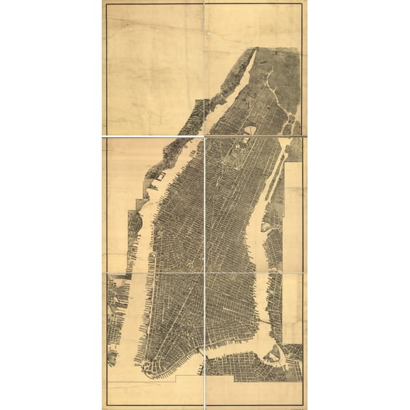Old Map of Manhattan New York 1902 New York County Canvas Art - (24 x 36)