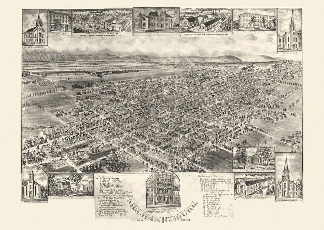 Old Map of Mechanicsburg Pennsylvania 1903 Beaver County Canvas Art - (18 x 24)