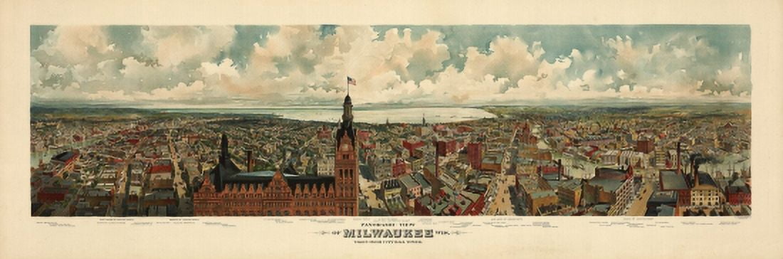 Old Map of Milwaukee Wisconsin 1898 Milwaukee County Canvas Art - (18 x 24)