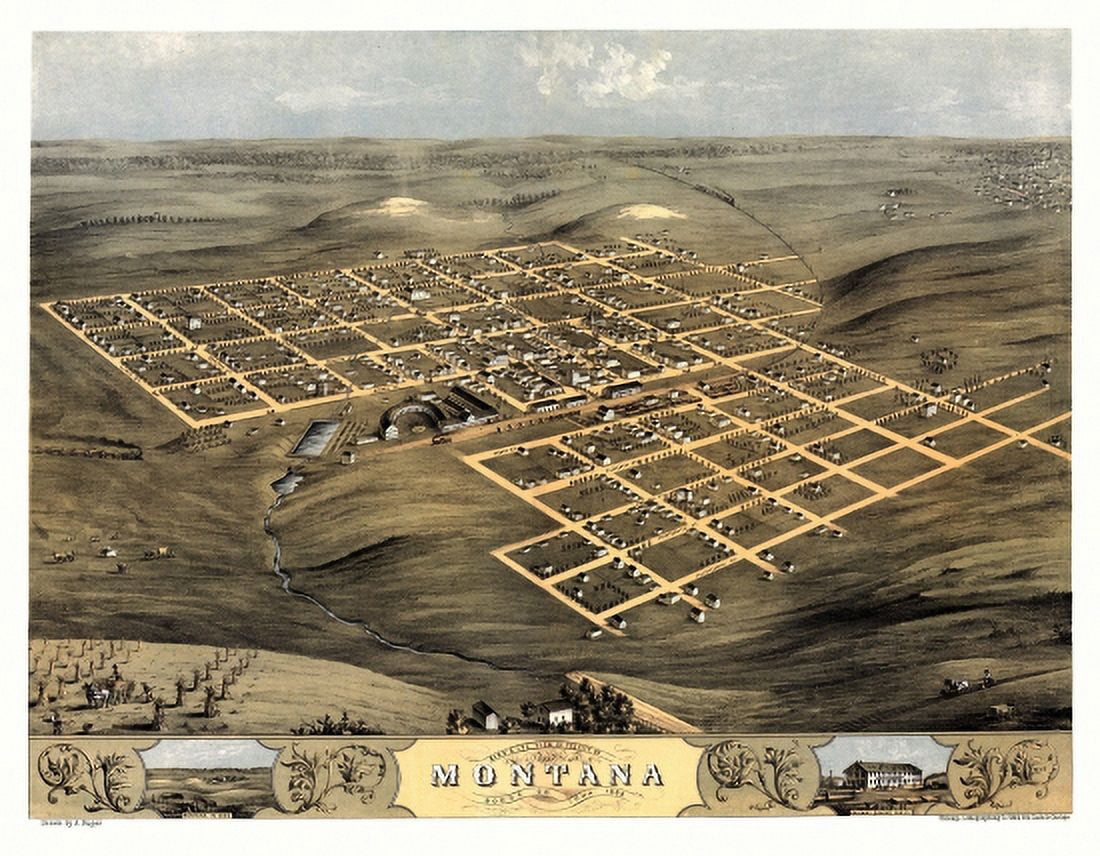 Old Map of Montana Iowa 1868 Boone County Canvas Art - (24 x 36)