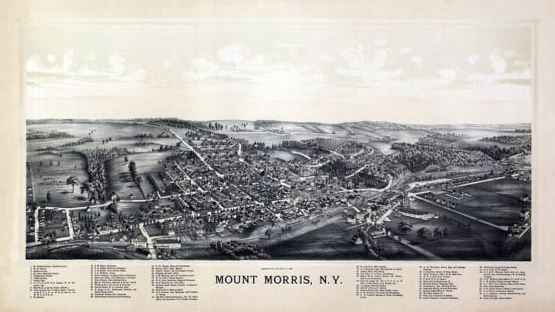 Old Map of Mount Morris New York 1893 Livingston County Canvas Art - (24 x 36)