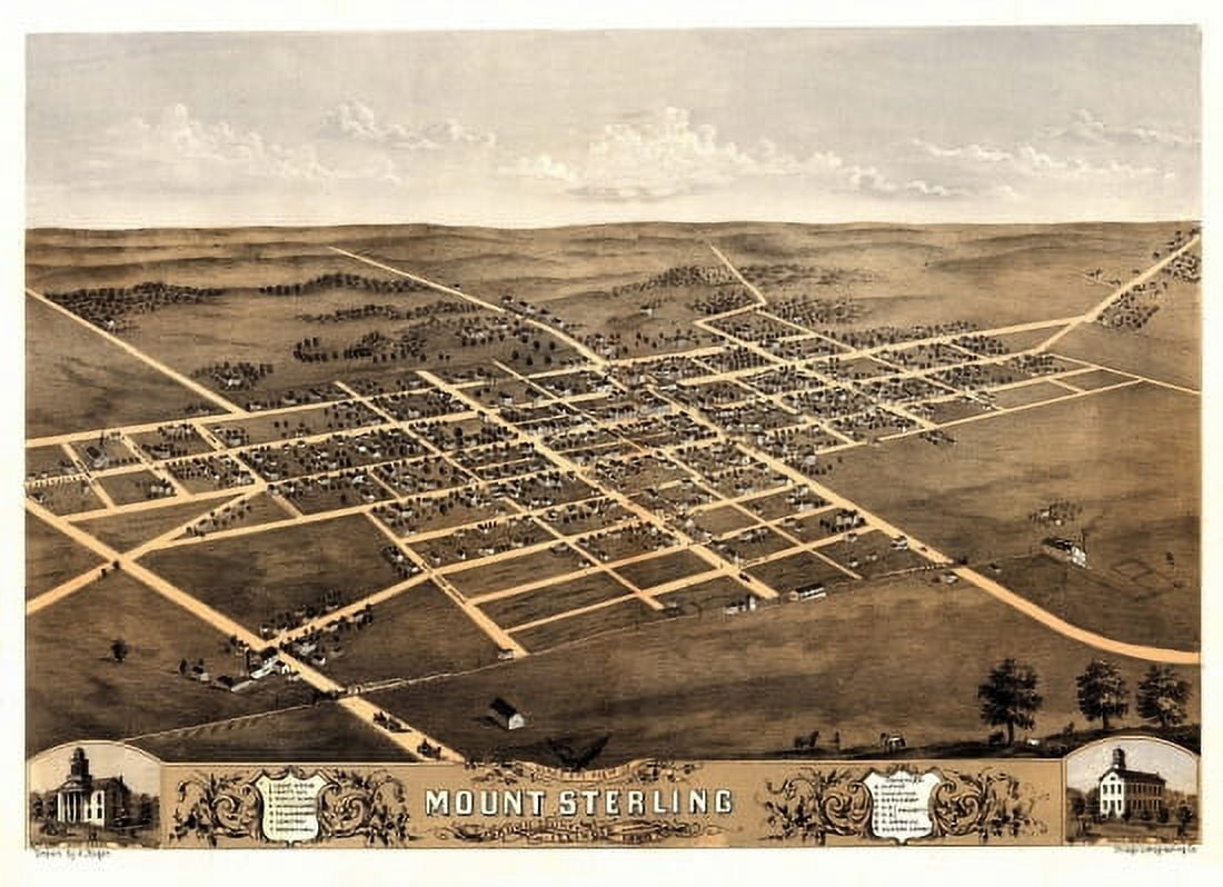 Old Map of Mount Sterling Illinois 1869 Brown County Canvas Art - (36 x 54)