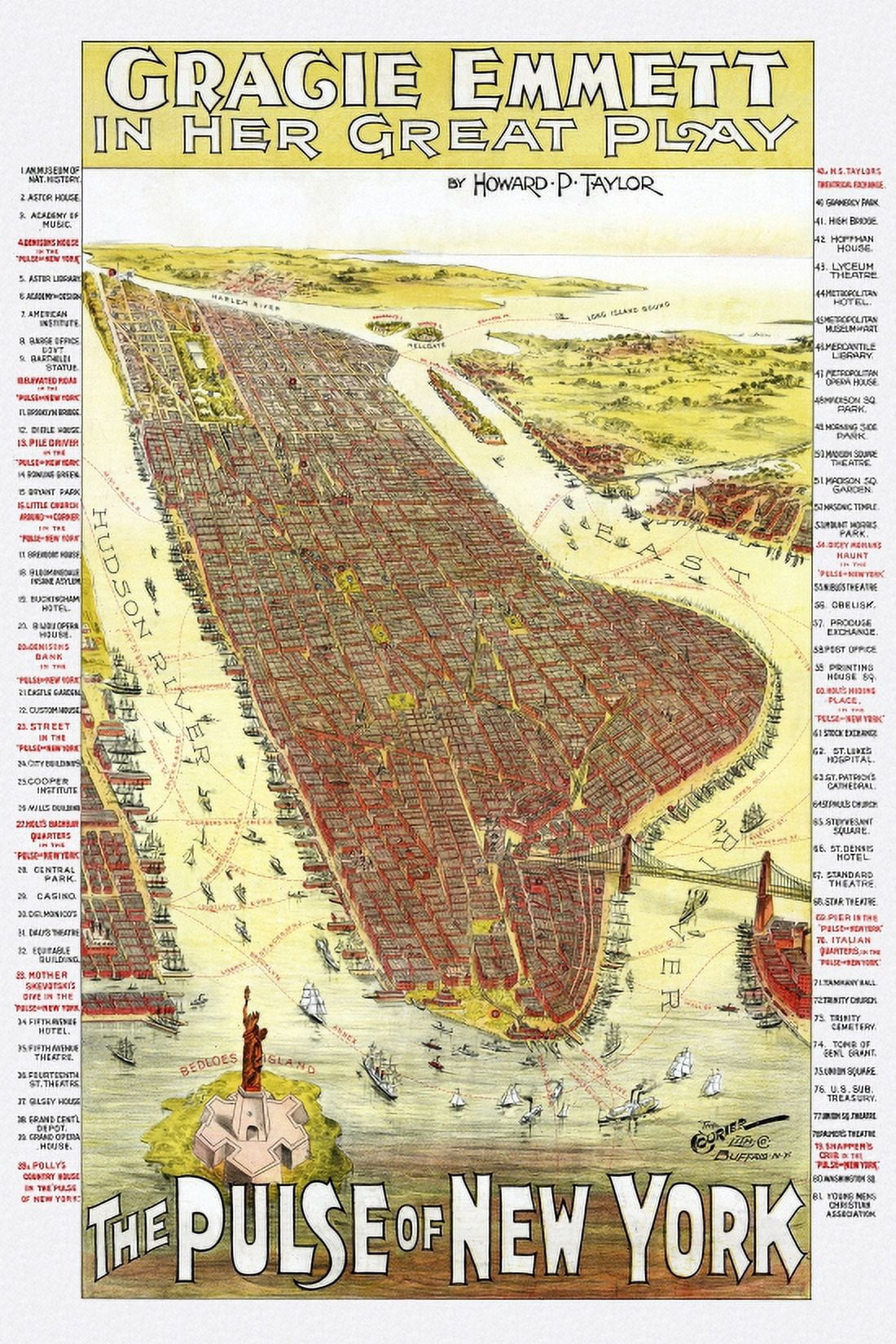 Old Map of New York New York 1891 New York County Canvas Art - (24 x 36)