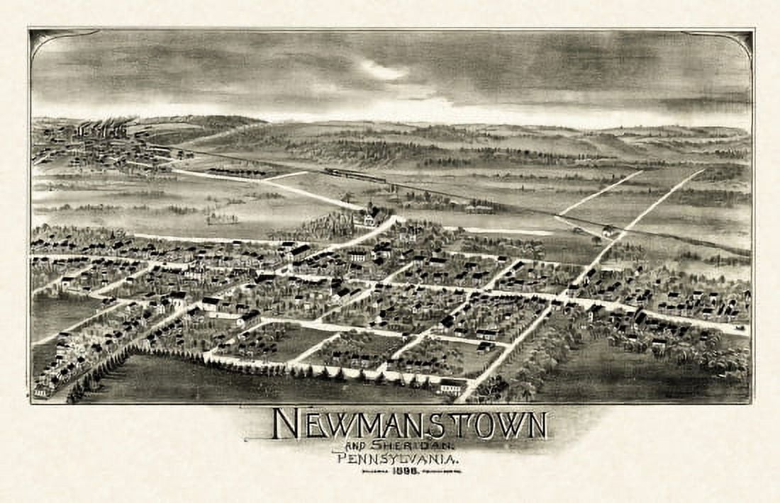 Old Map of Newmanstown Pennsylvania 1898 Lebanon County Canvas Art -  (36 x 54)
