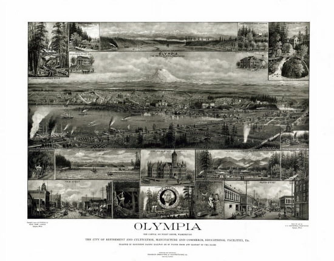 Old Map of Olympia Washington 1903 Thurston County Canvas Art - (24 x 36)