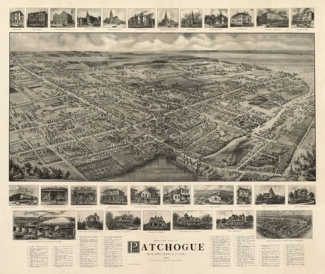 Old Map of Patchogue New York 1905 Suffolk County Canvas Art - (36 x 54)