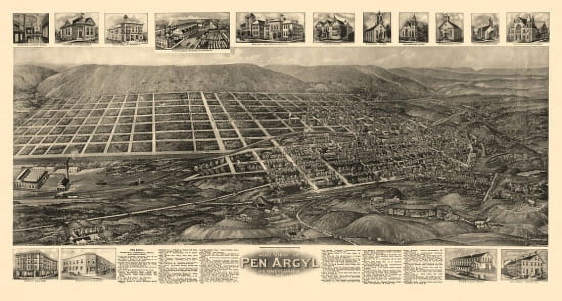 Old Map of Pen Argyl Pennsylvania 1916 Northampton County Canvas Art - (24 x 36)