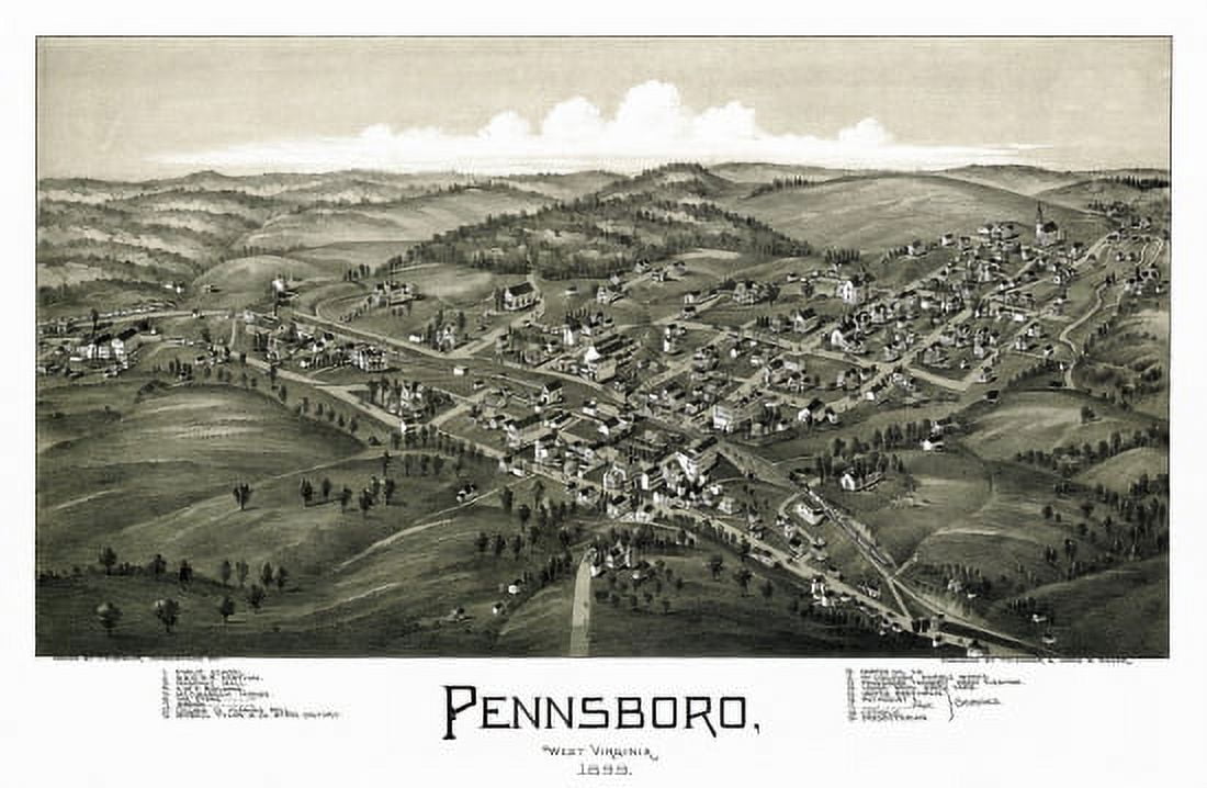 Old Map of Pennsboro West Virginia 1899 Ritchie County Canvas Art - (24 x 36)