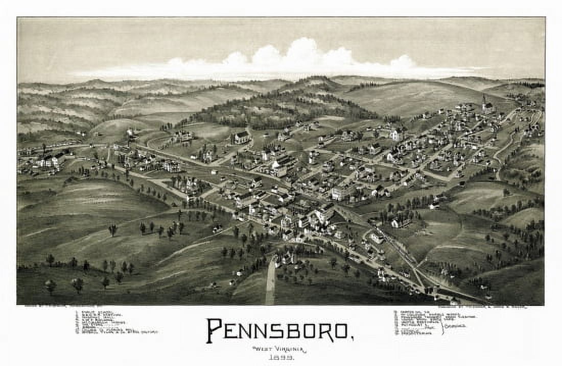 Old Map of Pennsboro West Virginia 1899 Ritchie County Canvas Art - (36 x 54)
