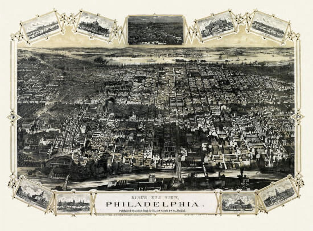 Old Map of Philadelphia Pennsylvania 1876 Schuylkill County Canvas Art - (36 x 54)