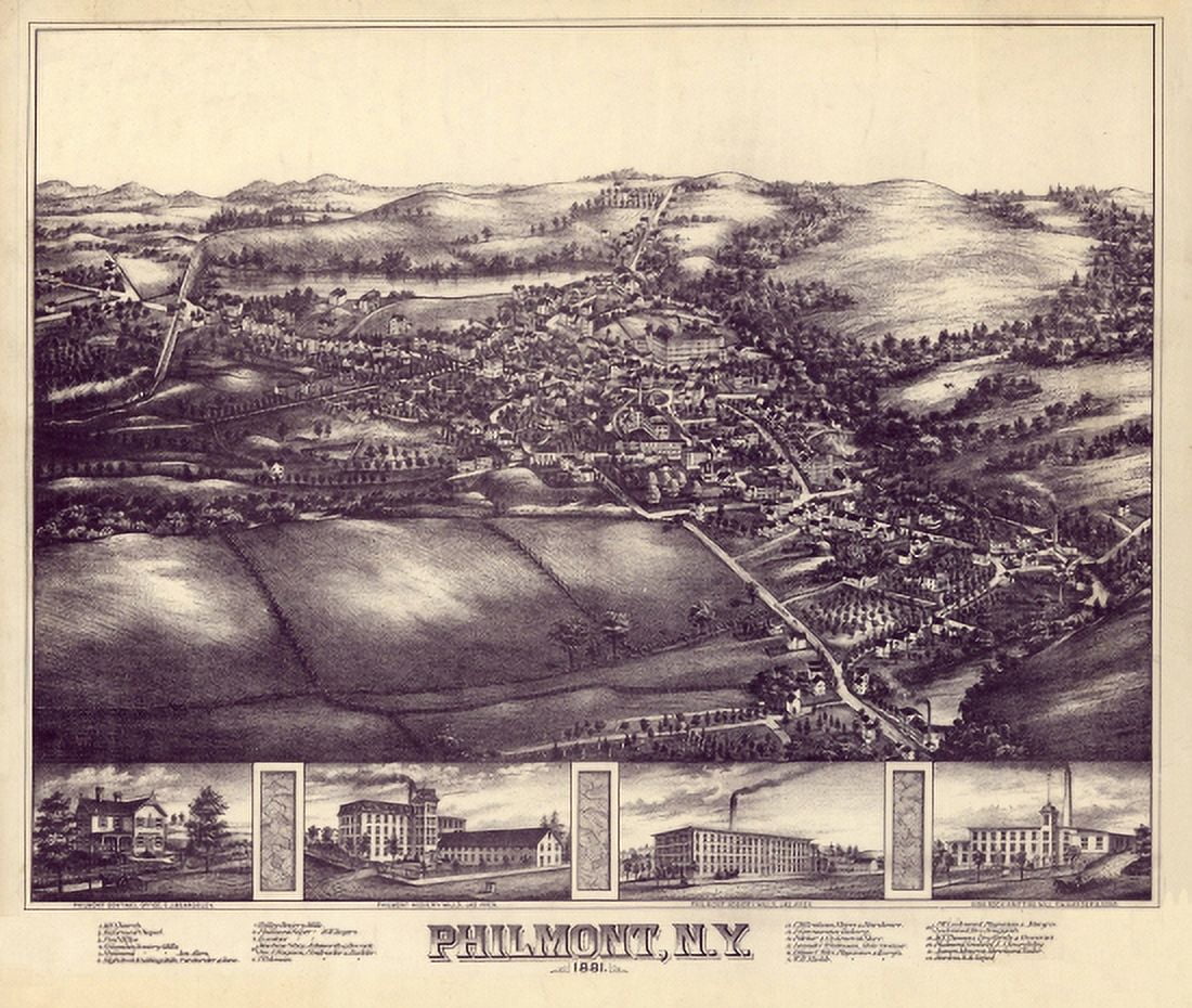 Old Map of Philmont New York 1881 Columbia County Canvas Art - (18 x 24)