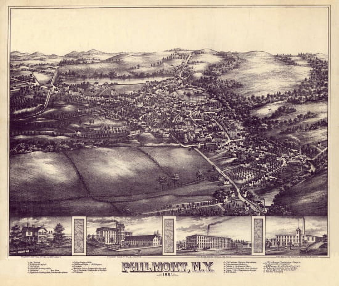 Old Map of Philmont New York 1881 Columbia County Canvas Art - (36 x 54)