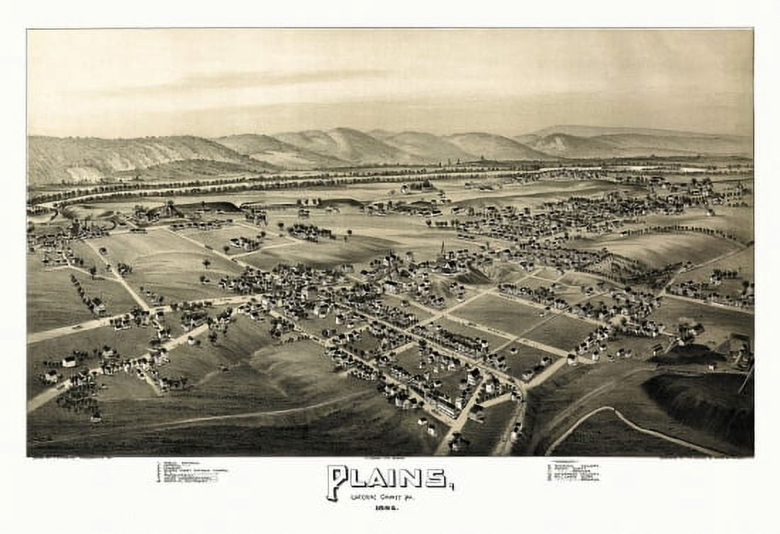 Old Map of Plains Pennsylvania 1892 Luzerne County Canvas Art - (24 x 36)