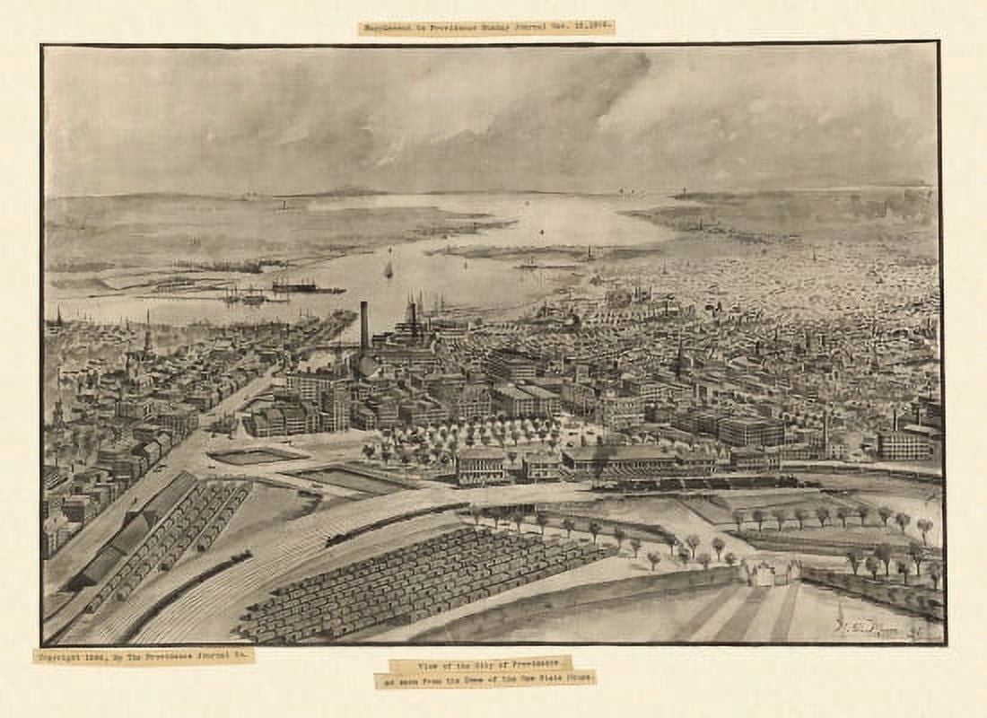 Old Map of Providence Rhode Island 1896 Providence County Canvas Art - (36 x 54)