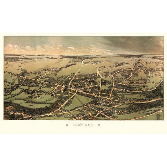 Old Map of Quincy Massachusetts 1878 Norfolk County Canvas Art - (36 x 54)