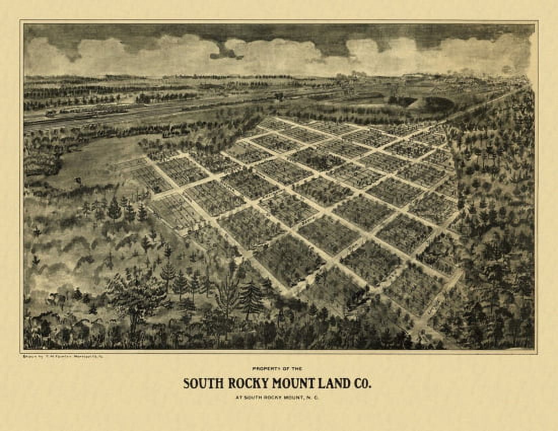 Old Map of Rocky Mount North Carolina 1902 Edgecombe County Canvas Art - (18 x 24)