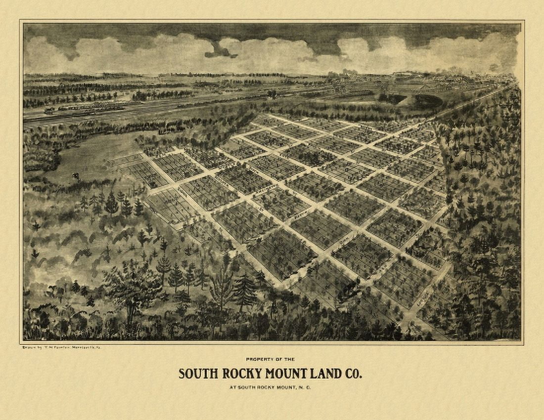 Old Map of Rocky Mount North Carolina 1902 Edgecombe County Canvas Art - (24 x 36)