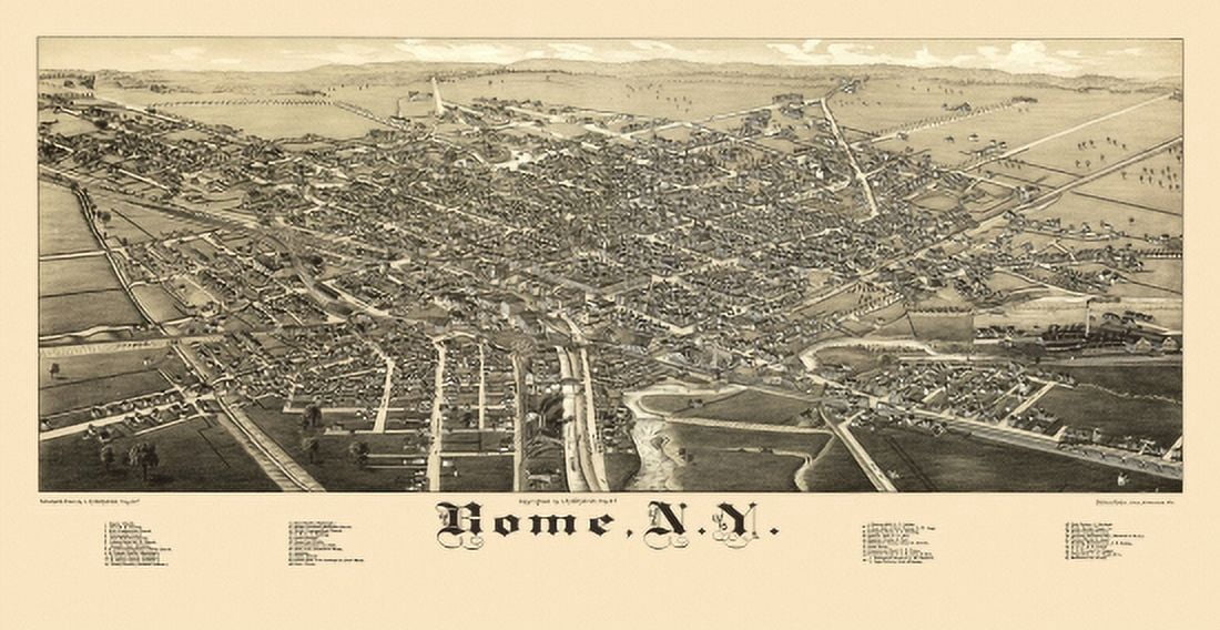 Old Map of Rome New York 1886 Oneida County Canvas Art - (24 x 36)