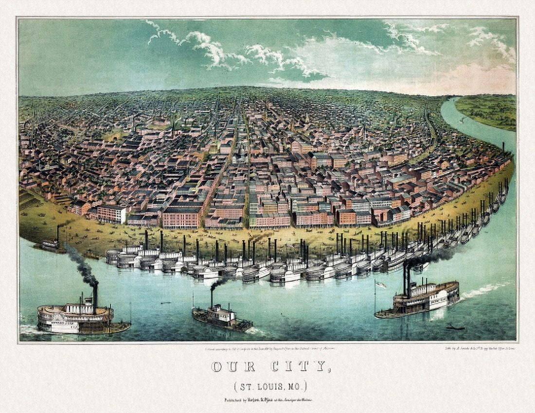 Old Map of Saint Louis Missouri 1859 Saint Louis County Canvas Art - (36 x 54)