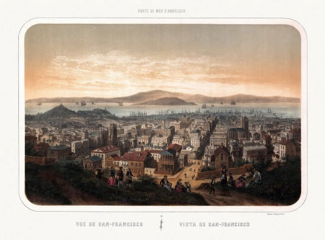 Old Map of San Francisco California 1860 San Francisco County Canvas Art - (36 x 54)
